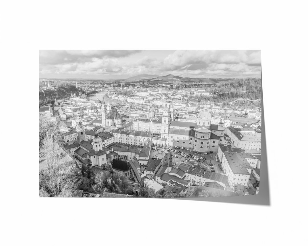 Aerial View of Salzburg | Black & White Fine Art Photography Print