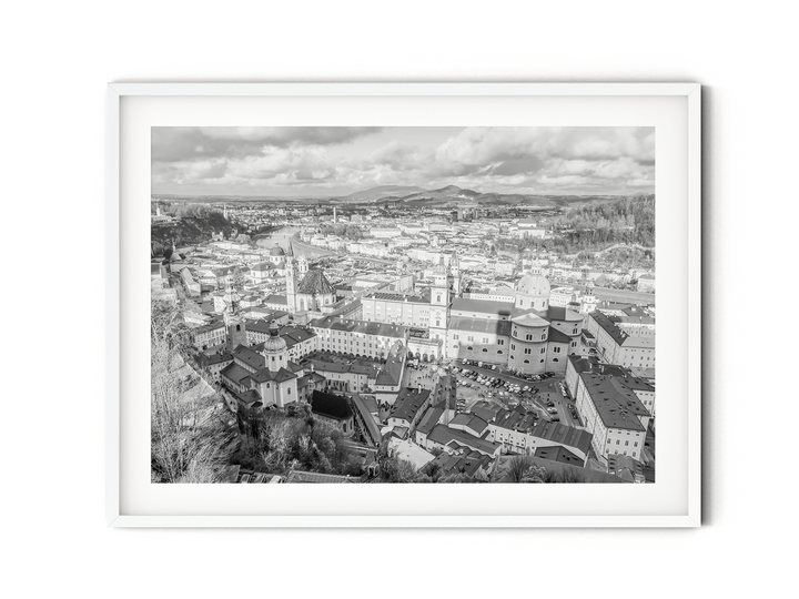 Aerial View of Salzburg | Black & White Fine Art Photography Print