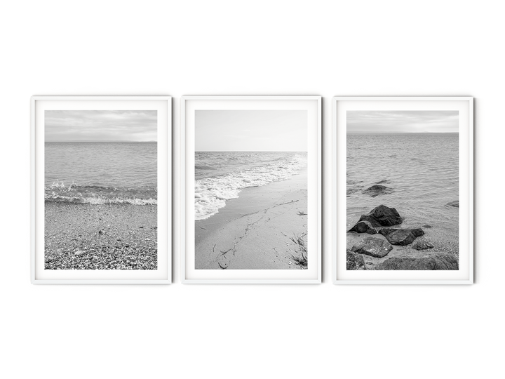 Minimalist Beach Gallery Wall | Black & White Fine Art Photography Print Set