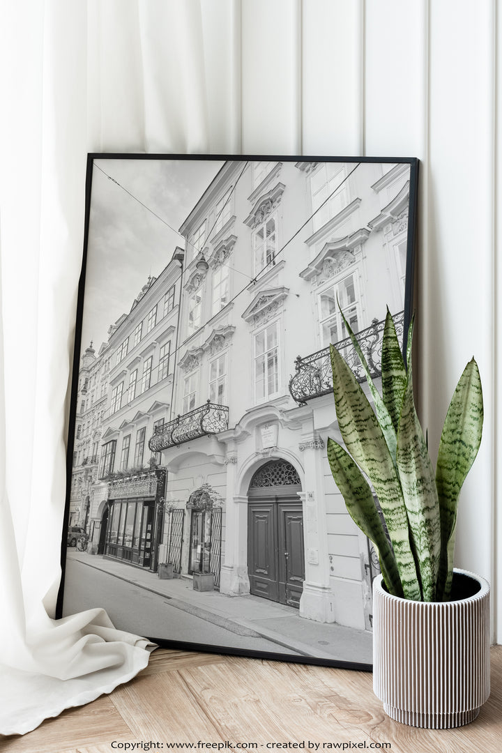 Altstadt von Wien | Schwarzweißer Fine Art Poster Print